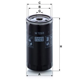 W 723/3 MANN-FILTER alyvos filtras DODGE