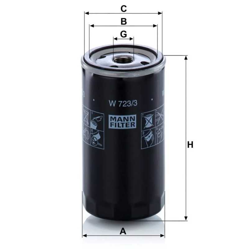 W 723/3 MANN-FILTER alyvos filtras DODGE