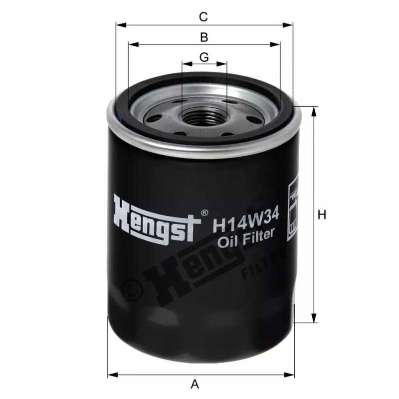 H14W34 Hengst alyvos filtras