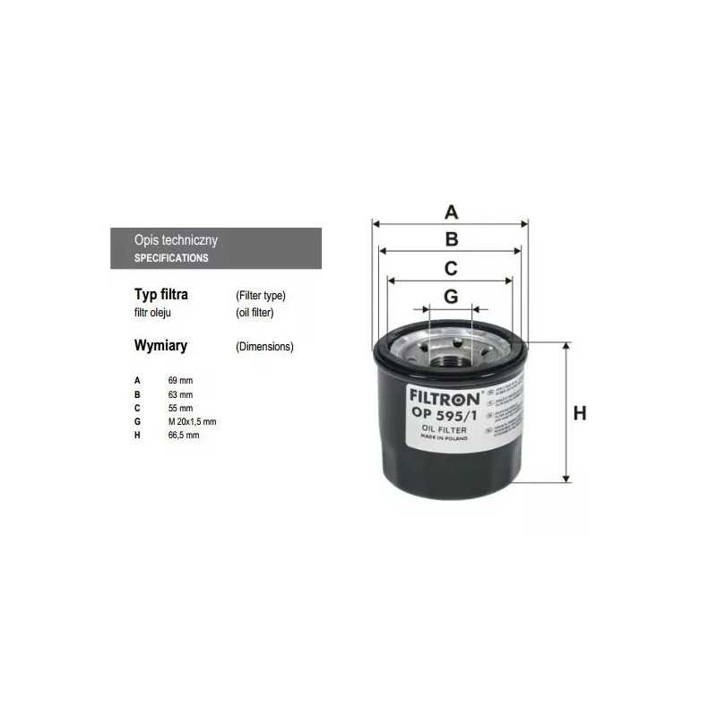 OP 595/1 FILTRON alyvos filtras