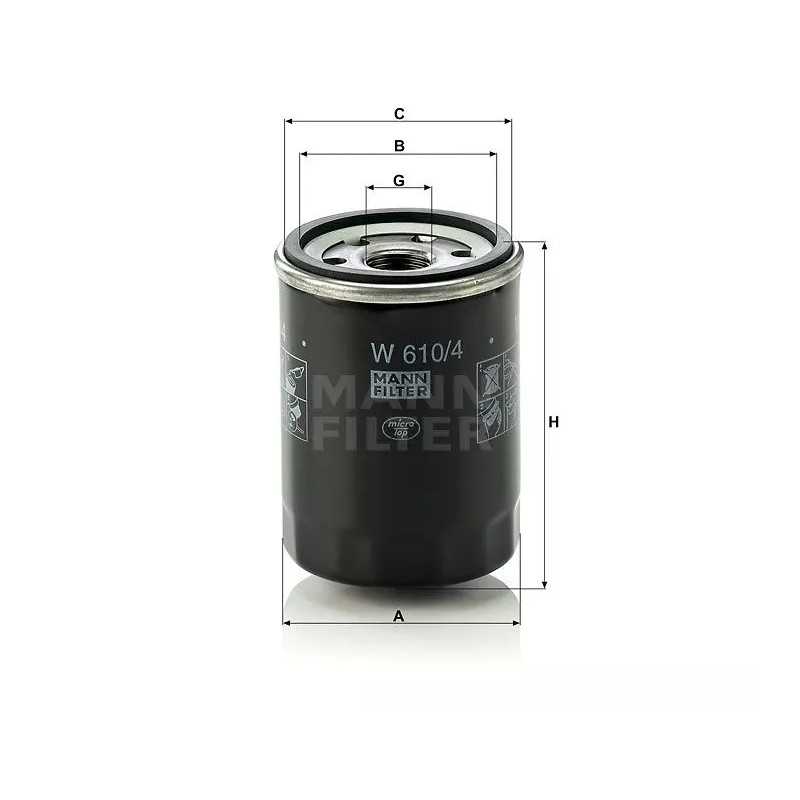 W 610/4 MANN-FILTER alyvos filtras NISSAN MICRA 1.0/1.3 92-, PRIMERA