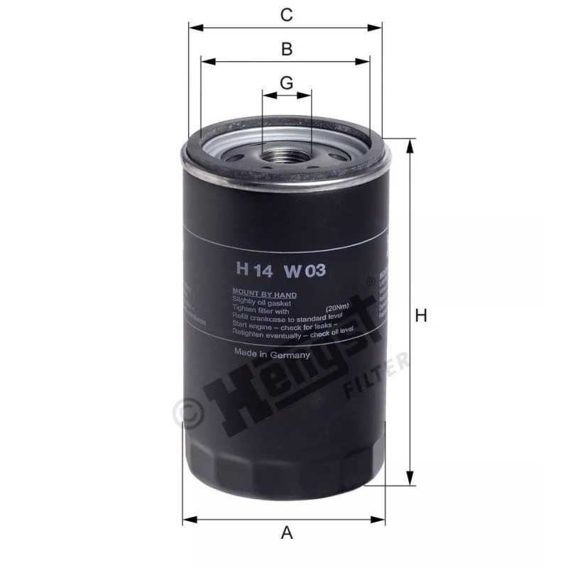 H14W03 Hengst alyvos filtras