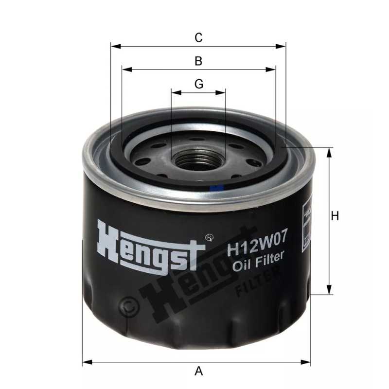 H12W07 Hengst alyvos filtras