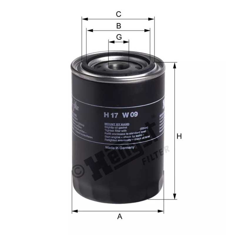 H17W09 Hengst alyvos filtras