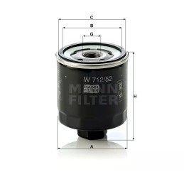 W 712/52 MANN-FILTER alyvos filtras VW 1.0-1.6 90-