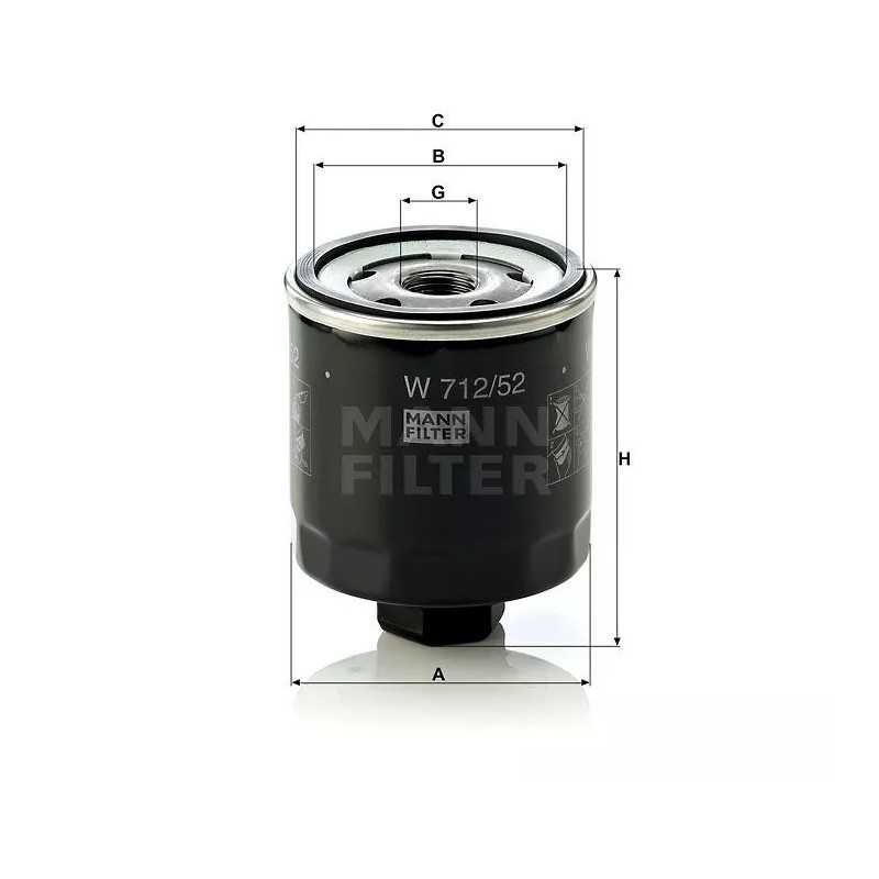 W 712/52 MANN-FILTER alyvos filtras VW 1.0-1.6 90-