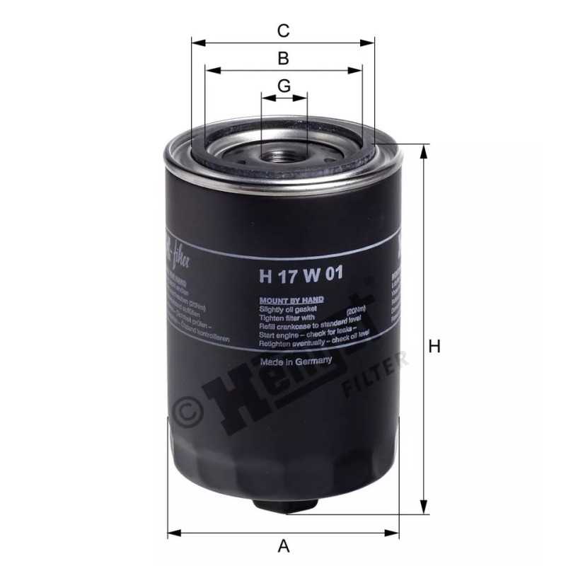 H17W01 Hengst alyvos filtras