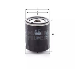 W 67 MANN-FILTER alyvos filtras MITSUBISHI, SMART