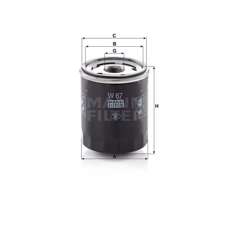 W 67 MANN-FILTER alyvos filtras MITSUBISHI, SMART