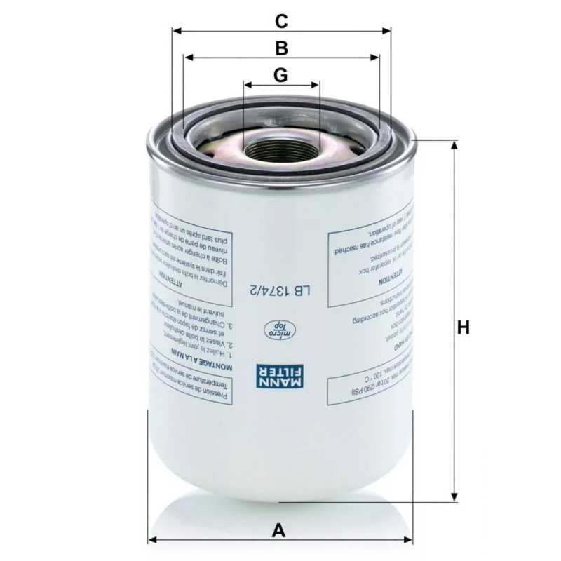 LB 1374/2 MANN filtras SP kompresoriams, alyvos separatorius