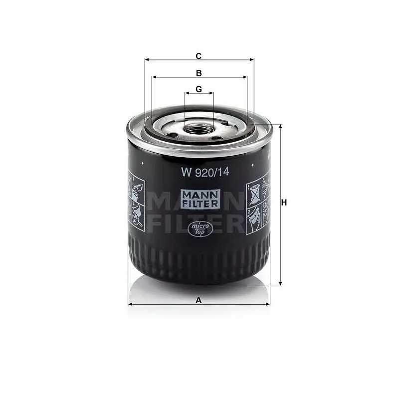 W 920/14 MANN-FILTER NISSAN alyvos filtras