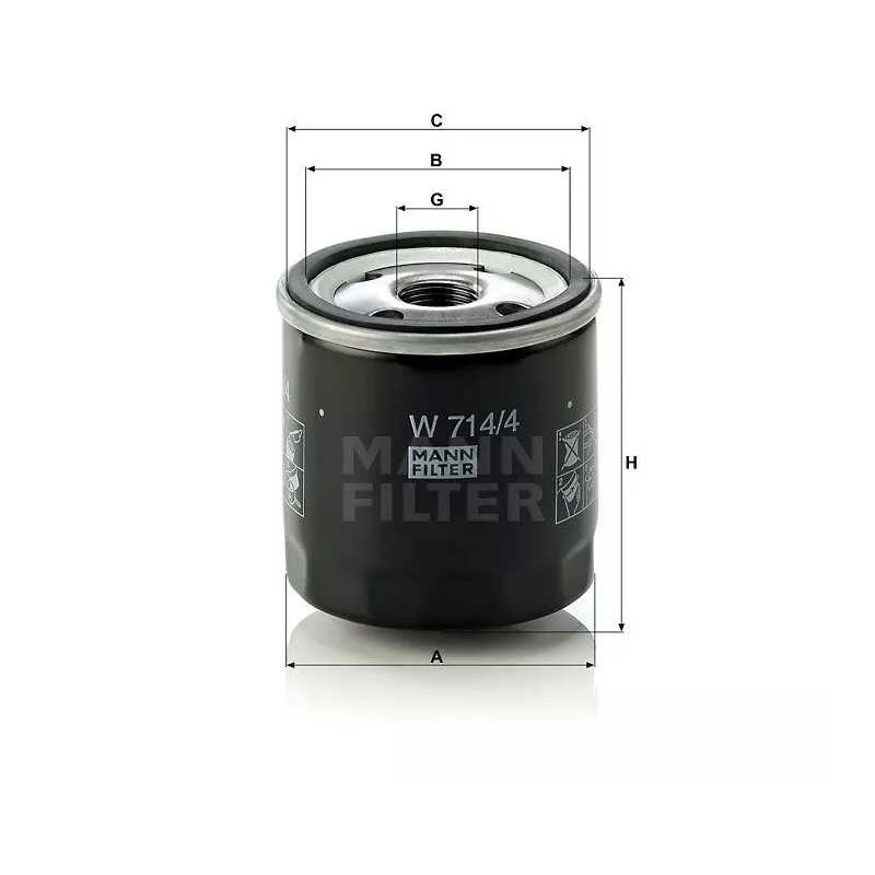 W 714/4 MANN-FILTER alyvos filtras FIAT DUCATO 1.9D 87-94