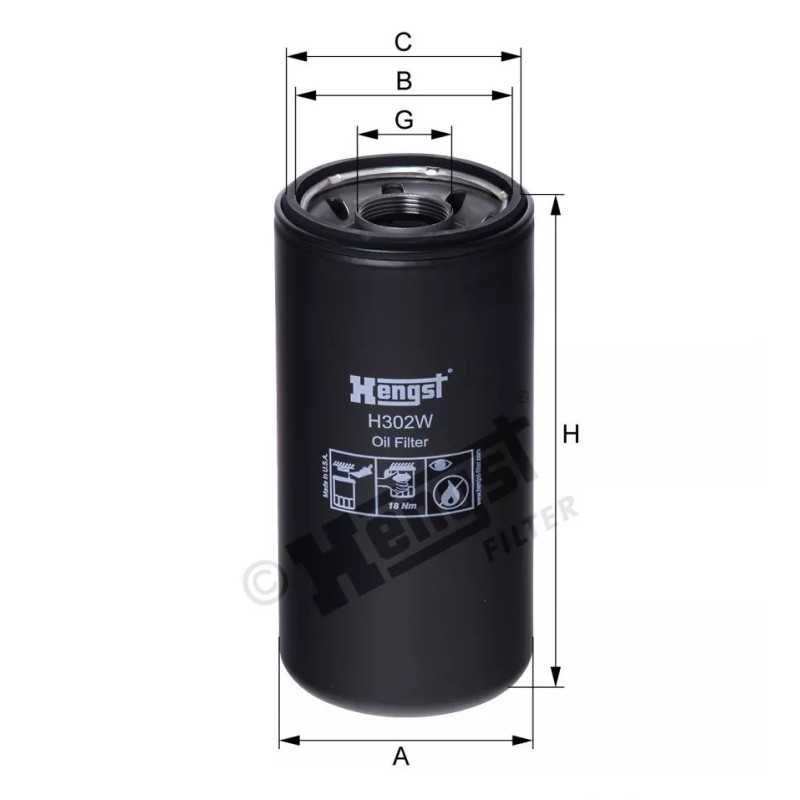 H302W Hengst alyvos filtras