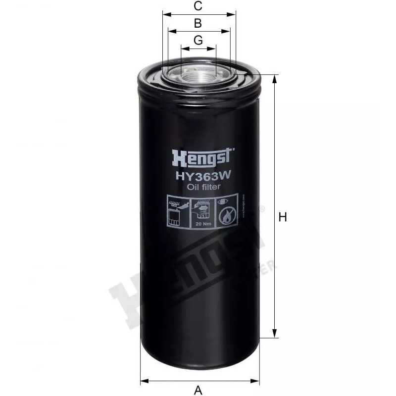 HY363W Hengst alyvos filtras