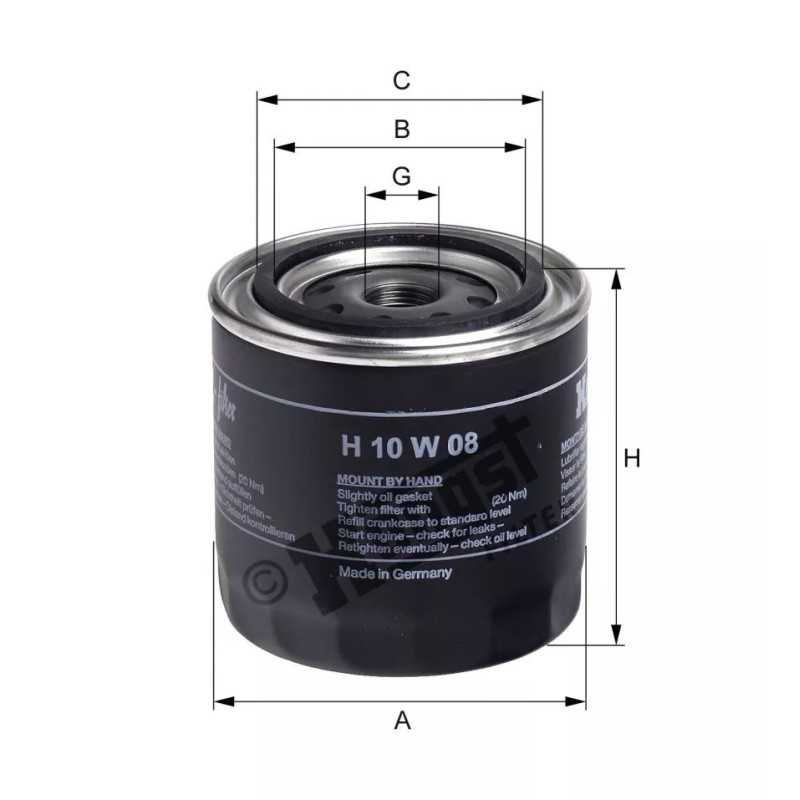 H10W08 Hengst alyvos filtras