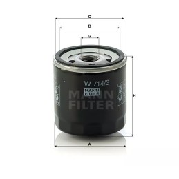 W 714/3 MANN-FILTER ALYVOS FILTRAS FIAT UNO, TIPO1.4, 1.6 ALFA ROMEO