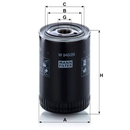 W 940/26 MANN-FILTER alyvos filtras
