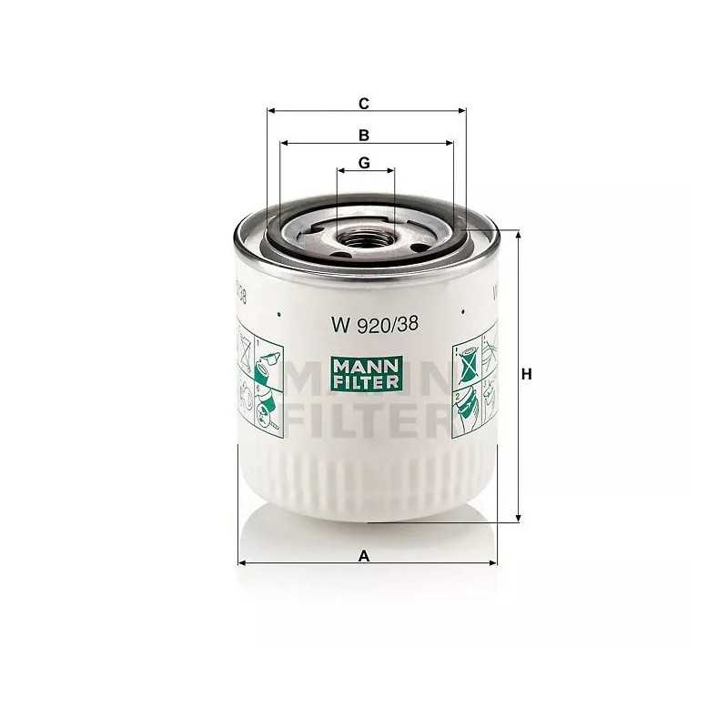 W 920/38 MANN-FILTER alyvos filtras RENAULT DAC