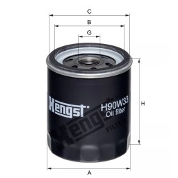H90W33 Hengst alyvos filtras