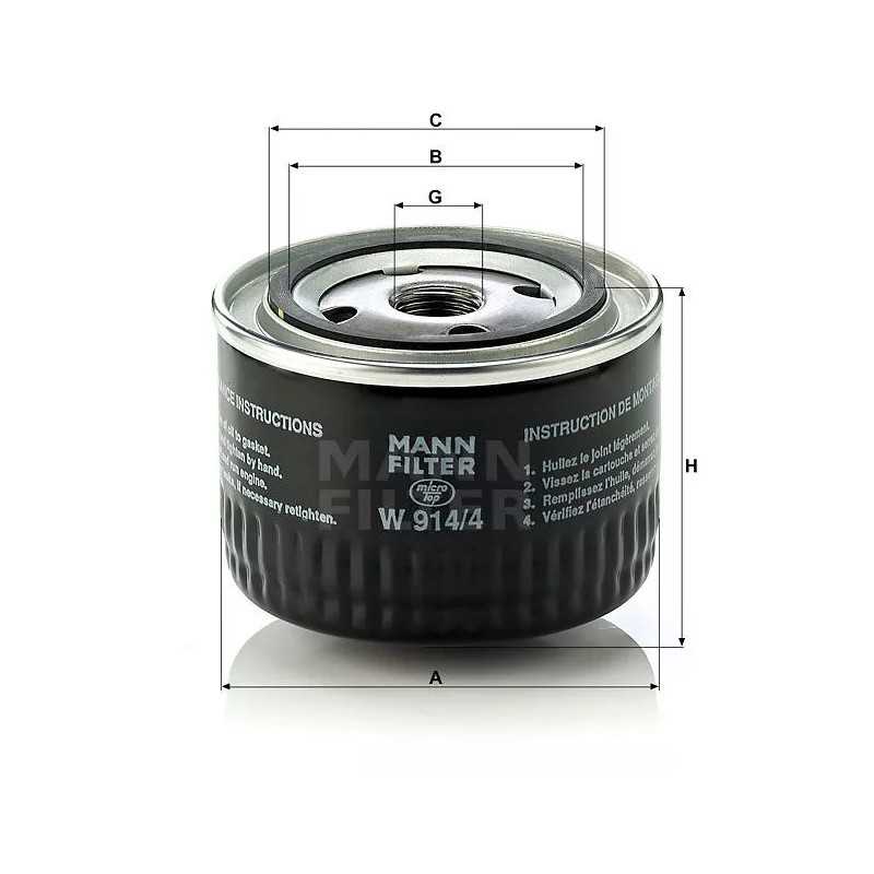 W 914/4 MANN-FILTER alyvos filtras OPEL OMEGA, SENATOR 2.5-4.0