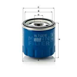 W 712/16 MANN-FILTER FIAT alyvos filtras