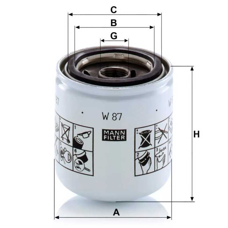 87 MANN-FILTER alyvos filtras
