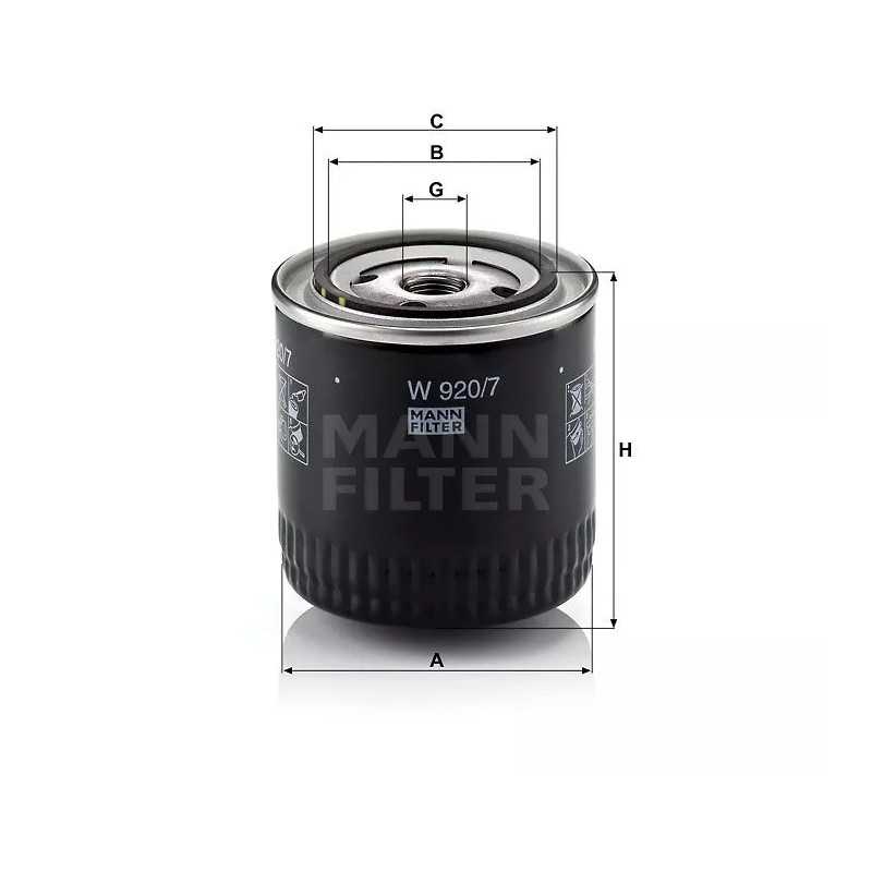 W 920/7Y MANN-FILTER alyvos filtras