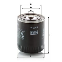 W 930/7 MANN-FILTER alyvos filtras