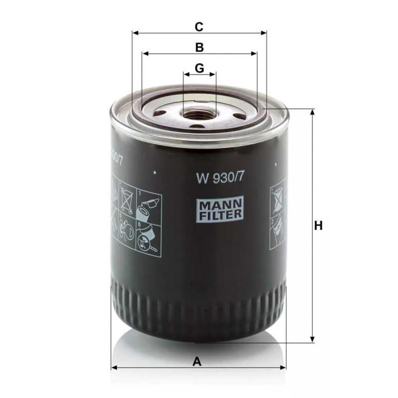 W 930/7 MANN-FILTER alyvos filtras