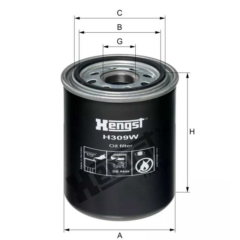 H309W Hengst alyvos filtras
