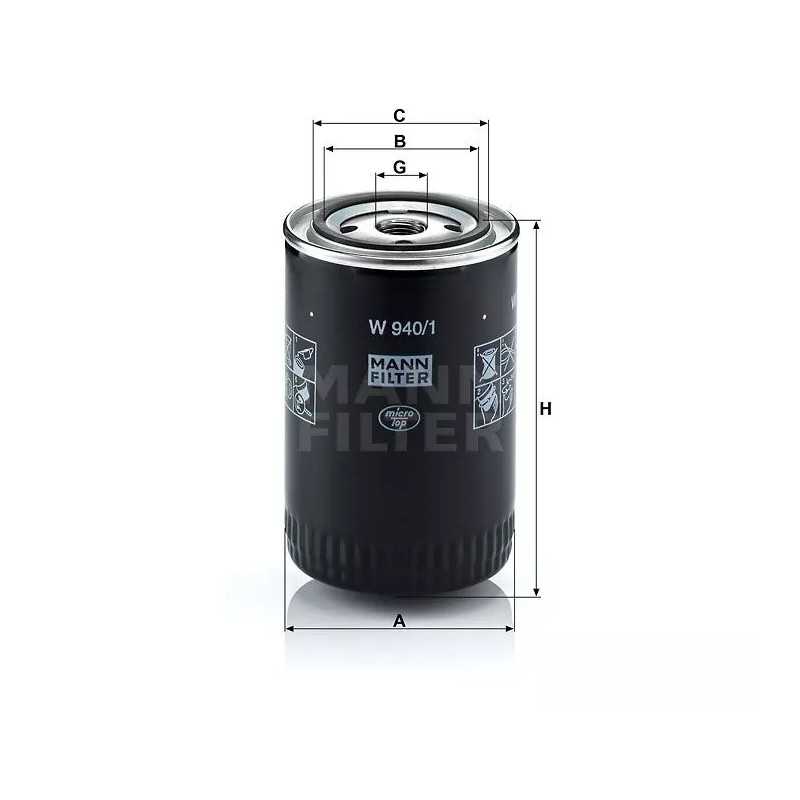 W 940/1 MANN-FILTER alyvos filtras FIAT FORD ROVER