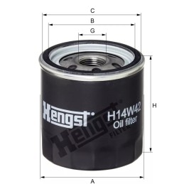 H14W42 Hengst alyvos filtras