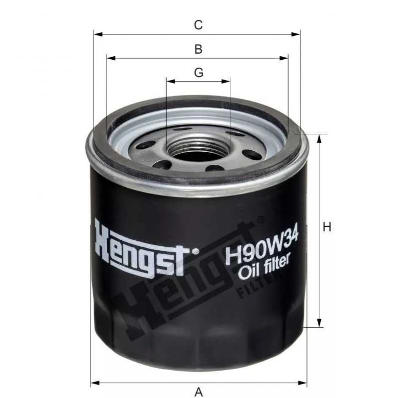H90W34 Hengst alyvos filtras