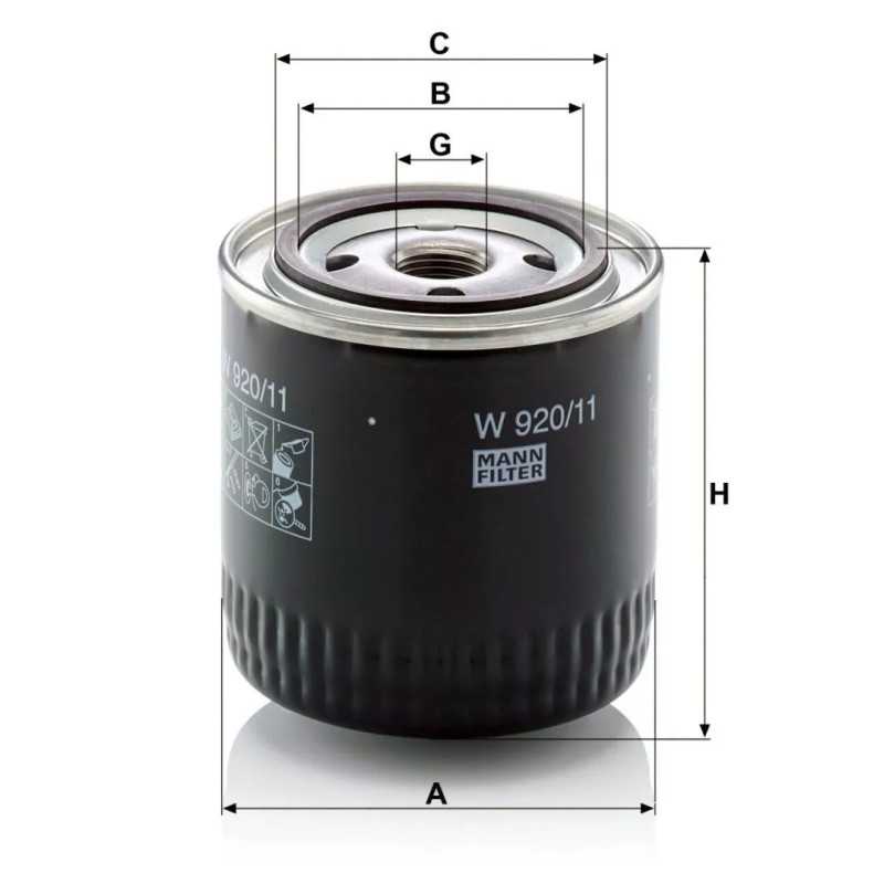 W 920/11 MANN-FILTER alyvos filtras HONDA ROVER 220
