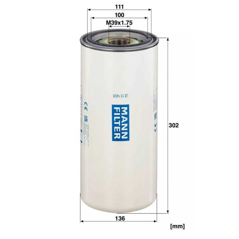 LB 13145/8 MANN filtras SP kompresoriams, alyvos separatorius