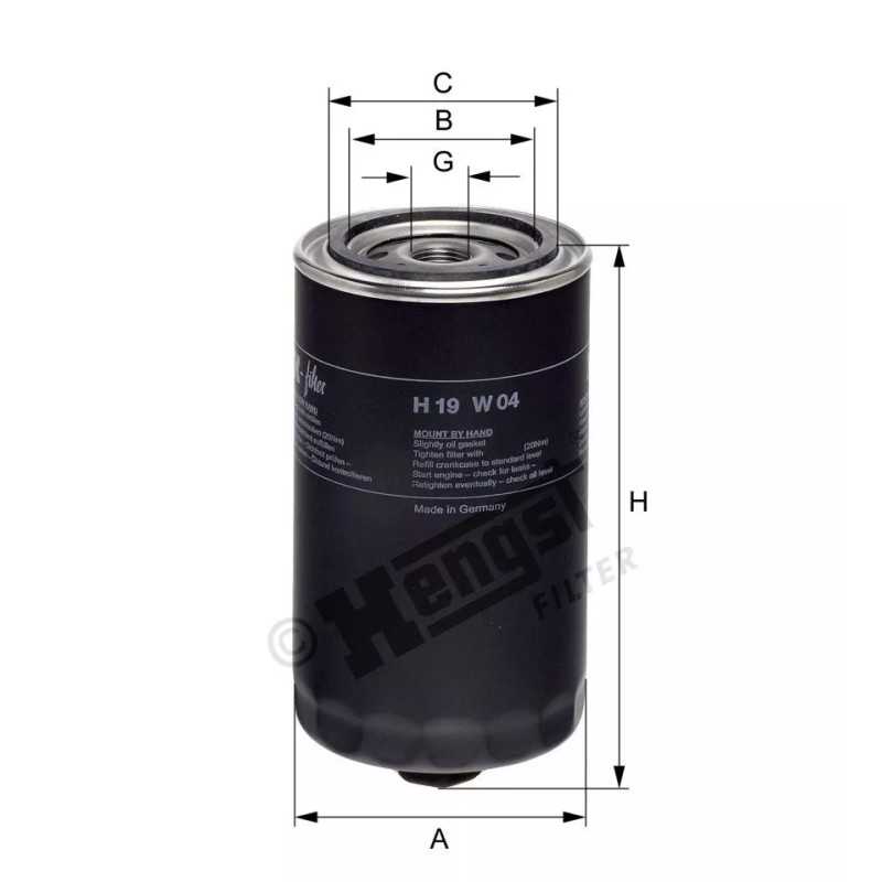 H19W04 Hengst alyvos filtras