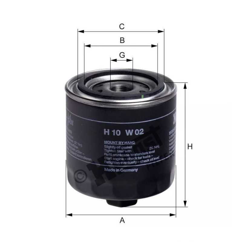 H10W02 Hengst alyvos filtras