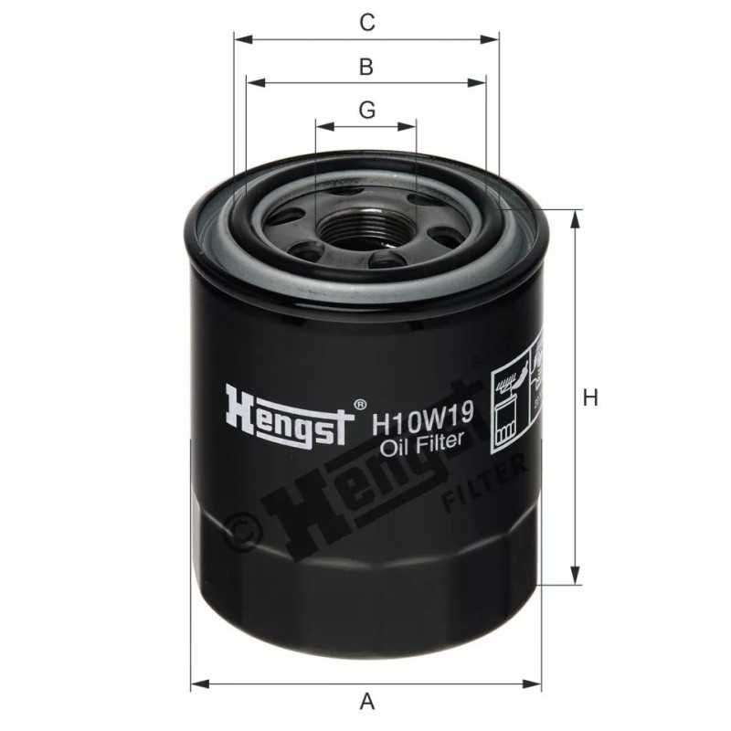 H10W19 Hengst alyvos filtras