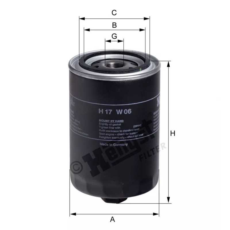 H17W06 Hengst alyvos filtras