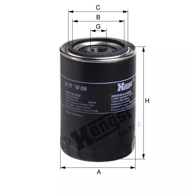 H17W08 Hengst alyvos filtras