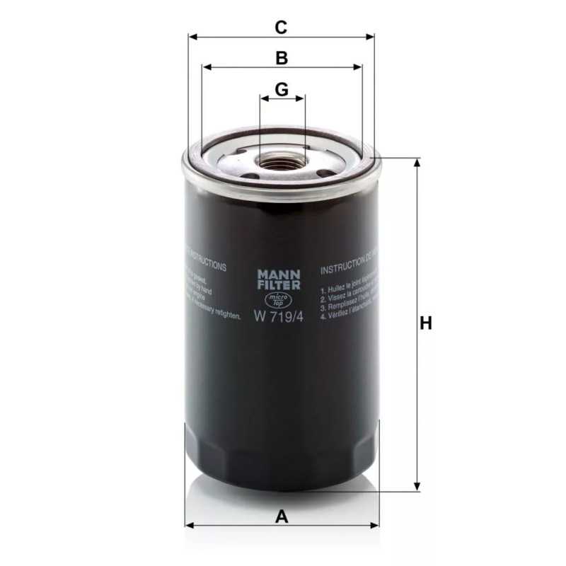 W 719/4 MANN-FILTER alyvos filtras VOLVO