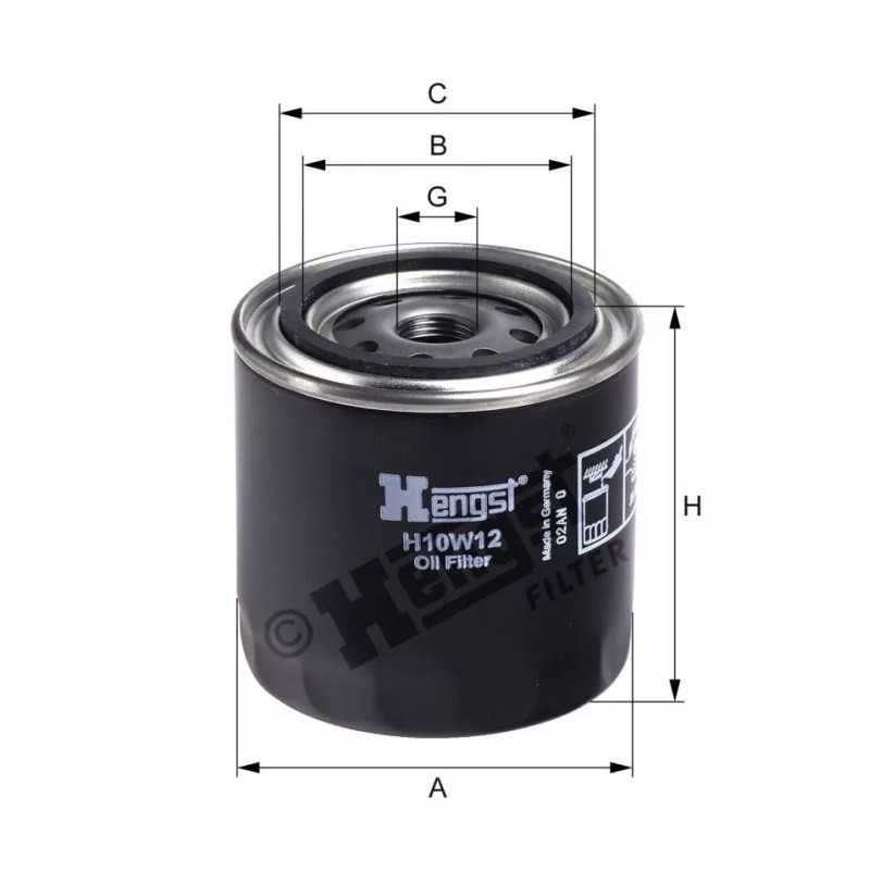 H10W12 Hengst alyvos filtras