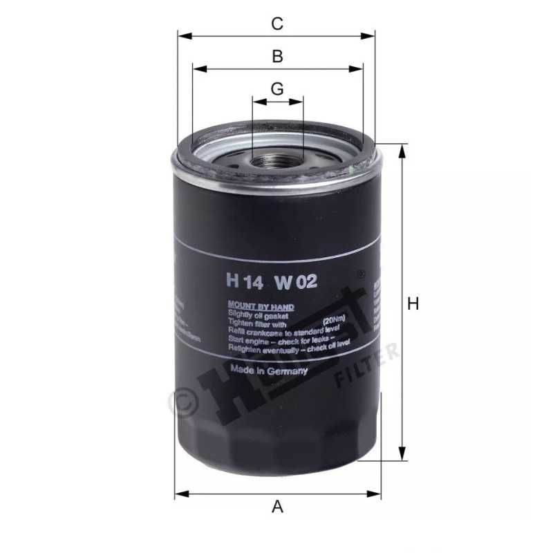 H14W02 Hengst alyvos filtras