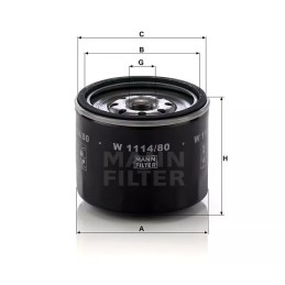 W 1114/80 MANN-FILTER alyvos filtras MAZDA 323 1.7D 86-89 KIA