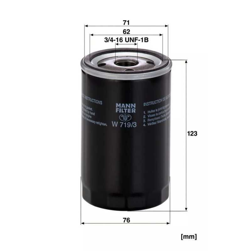 W 719/3 MANN-FILTER alyvos filtras