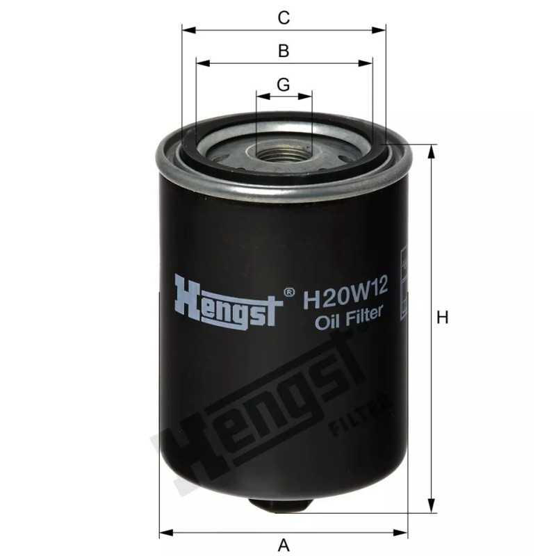 H20W12 Hengst alyvos filtras