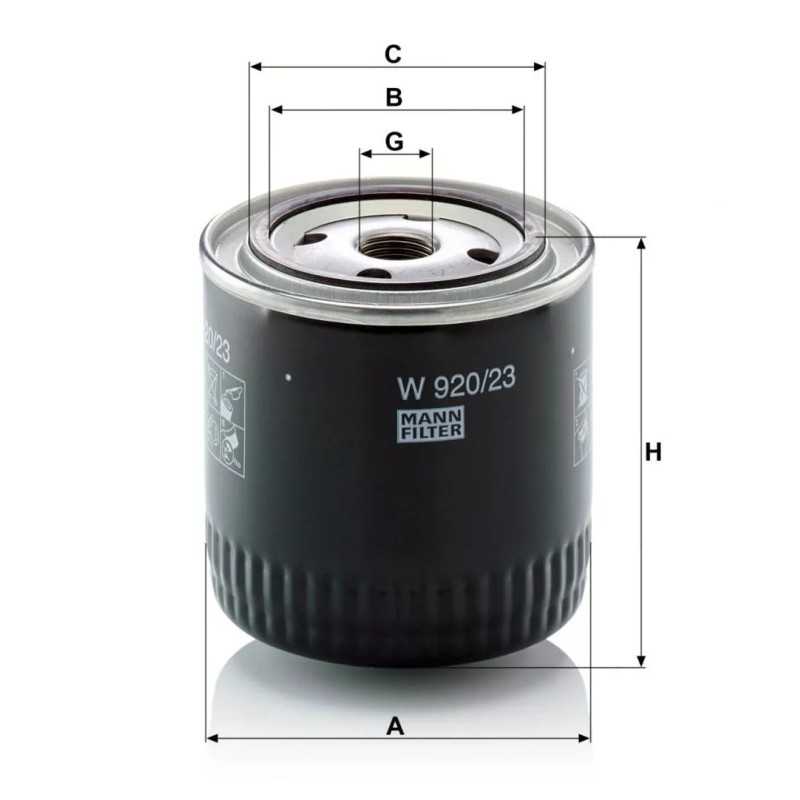 W 920/23 MANN-FILTER alyvos filtras