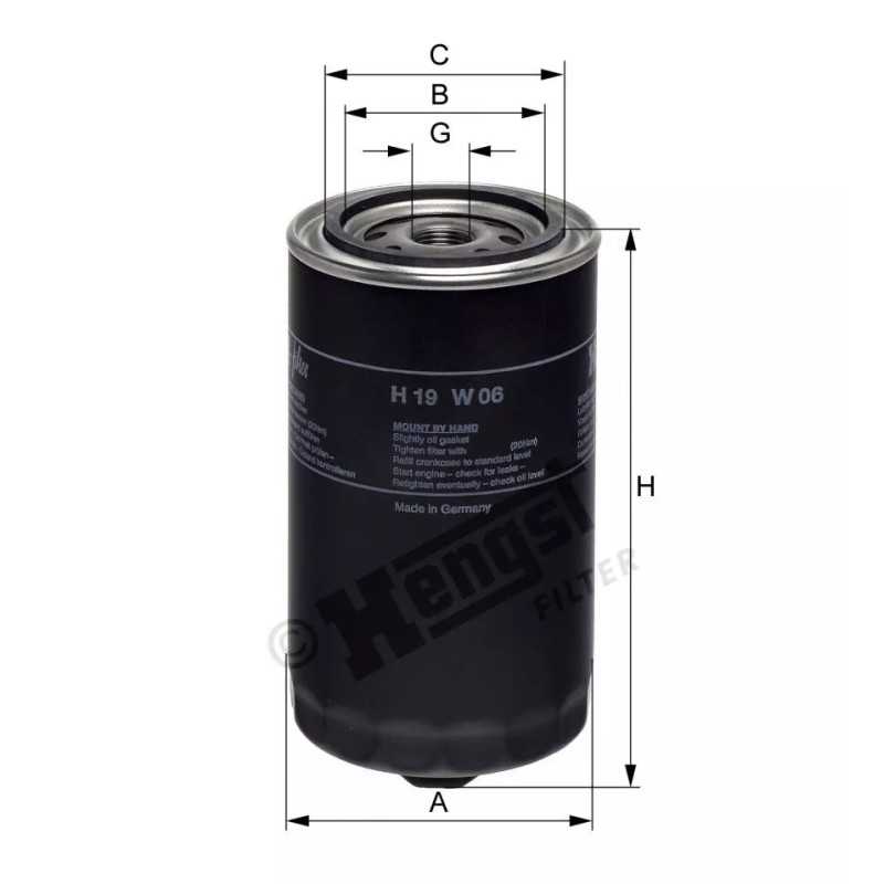 H19W06 Hengst alyvos filtras