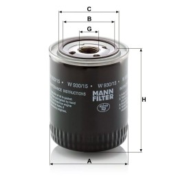 W 930/15 MANN-FILTER alyvos filtras