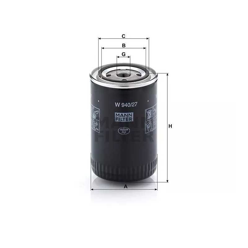 W 940/27 MANN-FILTER alyvos filtras